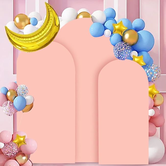 FANPROMS Wedding Arch Cover Dusty Rose 5FT 6FT 7FT Arch Backdrop Cover Set of 3 Spandex Arch Stand Cover Round Top Arch Backdrop Covers Chiara Arched Cover for Bridal Shower Banquet Party Decorations