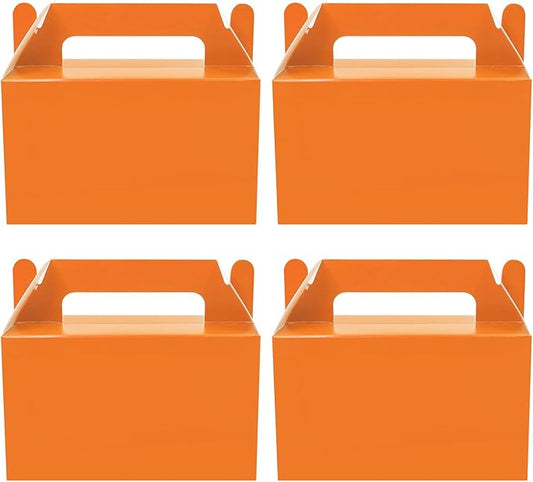 Oletx 12Pcs Orange Gable Gift Boxes, 5.9'' Small Party Favor Treat Box, Goodie Box, Cookie Candy Box for Birthday Party, Baby Shower, Classroom Activity and Any Fun Occasion Decoration Supplies.