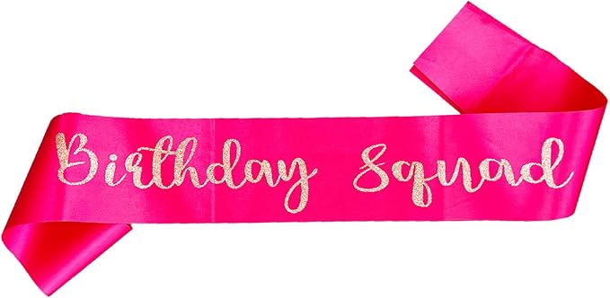 10Pcs Birthday Squad Sash Silver Glitter Hot Pink Satin Sashes Funny Birthday Sashes Birthday Party Supplies Gifts