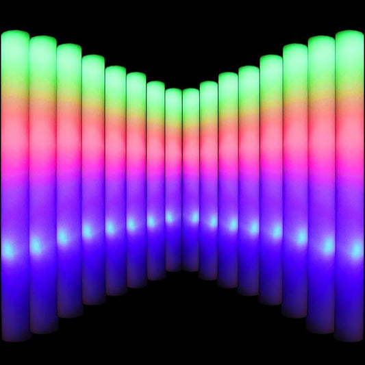 LifBetter Light Up Glow Sticks Bulk, LED Foam Sticks in The Dark with 3 Modes Flashing Led Foam Multicolor Batons Light up Party Favors for Birthdays, Weddings, Concerts, Festivals (30pcs)