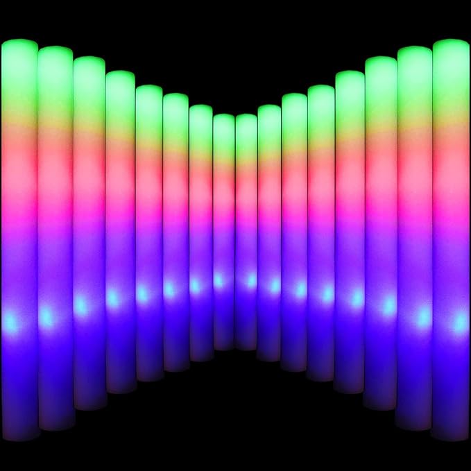 LifBetter Light Up Glow Sticks Bulk, LED Foam Sticks in The Dark with 3 Modes Flashing Led Foam Multicolor Batons Light up Party Favors for Birthdays, Weddings, Concerts, Festivals (68pcs)