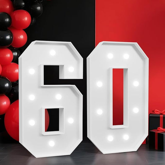 2FT Marquee Numbers 60, Light up Numbers for 60 Birthday Decoration, Large Light Up for 60 Years Old Birthday Party, Anniversary Party Decor Birthday Sign, Pre-Cut Foamboad Mosaic DIY