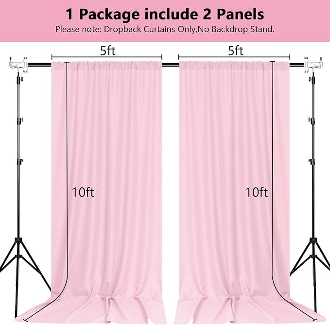 MEETSKY Pink Backdrop Curtain for Parties Baby Shower Pink Photo Curtains with Rod Pockets Backdrop Drapes Privacy Fabric Decoration for Wedding Birthday Gril Party Home Decor, 5ft x 10ft, 2 Panels