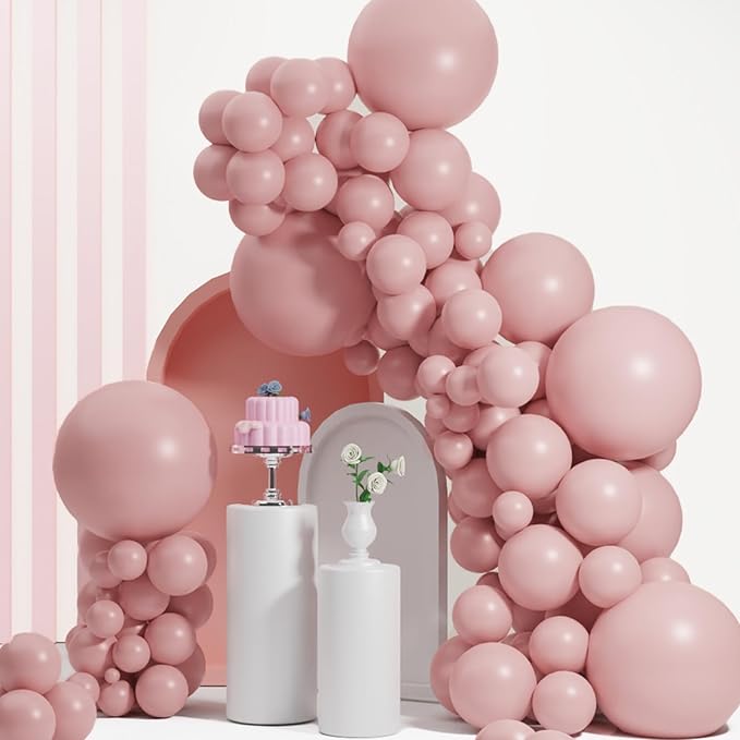 Matte Pink Balloons Different Sizes,Double Stuffed Pink Balloon Arch, Pastel Pink Balloons Garland,18/12/10/5 Inch Pinks Balloon for Boho Party, Baby Shower, Birthday, Weddings(Lush Blush)