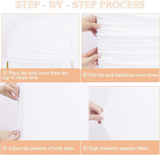 Arch Cover Set of 3 White Wedding Arched Backdrop Cover 4ft 5ft 6ft Spandex Fitted Arch Covers for Chiara Backdrop Stand Party Arch Frame Covers for Birthday Baby Shower Gender Reveal Decor