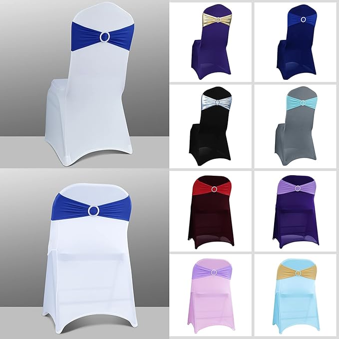Spandex Chair Sashes Bows - Babenest 30PCS Premium Stretch Chair Cover Band with Buckle Slider Universal Elastic Chair Ties for Wedding Party Ceremony Reception Banquet Decoration (Royal Bule)