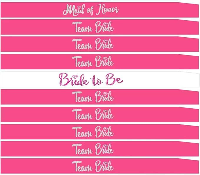 Bride to Be Bachelorette Sash Set for Bridesmaids Maid of Honor Team Bride Sashes for Bachelorette Party Supplies Bridal Shower & Hen Party Decorations Hot Pink