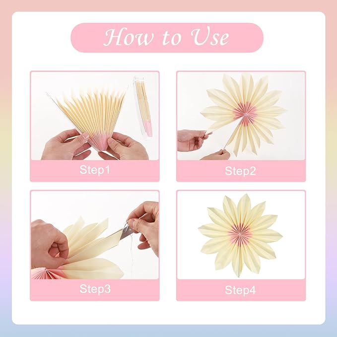 PAPER JAZZ Sunflower Party Decorations Pastel Paper Fans Party Decor Summer Beige Spring Decoration, Blue Pink Hanging Purple Flower Garland Sunflower Wall Decorations for Tea,Garden,Fairy Party.