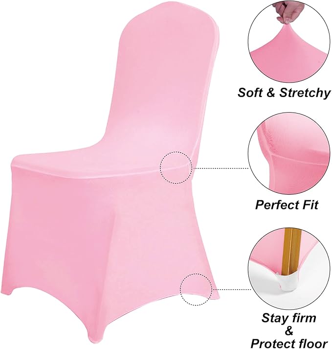 SuperO Waterproof Spandex Chair Cover 25PCS, Stretch Dining Chair Covers, Polyester Outdoor Chair Covers, Protector Stretch Chair Cover for Party Universal, Banquet, Wedding Event, Hotel(Pink)