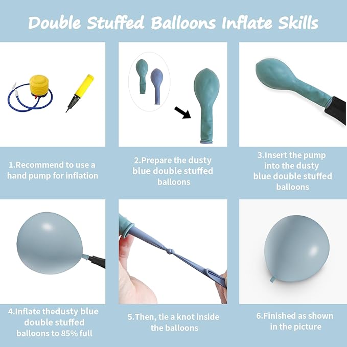 108Pcs Dusty Blue Double Stuffed Balloons Different Size, 18/12/10/5 inch Matte Grey Blue Balloons Garland Arch kit for Birthday Gender Reveal Neutral Baby Shower Party