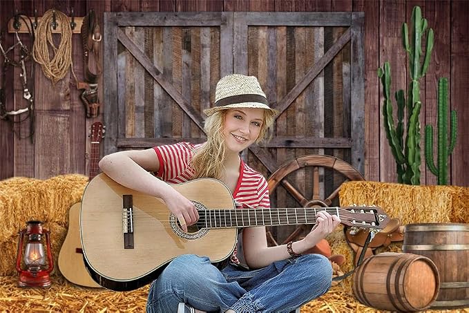 Western Backdrop 10x10ft for Western Party Decor&Photography | Thicker Vinyk Clear Image Vintage Farm Wooden Door Barn Wild West Rodeo Banner for Large Western Theme Birthday Party Decor