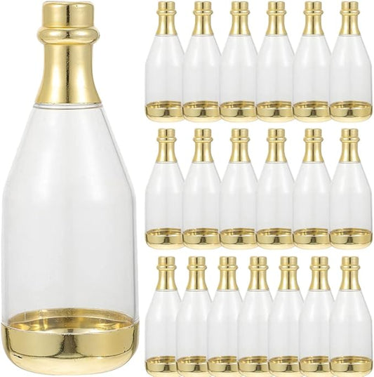 STOBOK 20pcs Champagne Candy Bottle Container Wedding Candy Box Champagne Bottle Favor Containers Plastic s Golden Clear Party Box