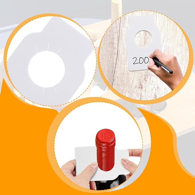 500 PCS Wine Bottle Tags for Cellar Collection, Wine Labels Plastic PVC Wine Hanging Labels Reusable Wine Tags for Bottles Name, Year, Tasting Notes Wine Racks Marker, Double Sided, White