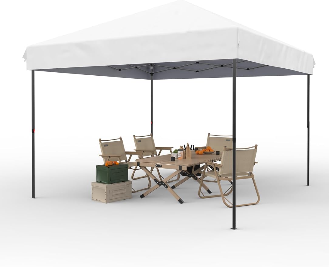 GAOMON 10x10FT Pop Up Canopy, Waterproof & UV Resistant Commercial Instant Craft Fair Canopy Tent Outdoor Events Instant Shelter for Farmer Market, Party, Event, Patio, White
