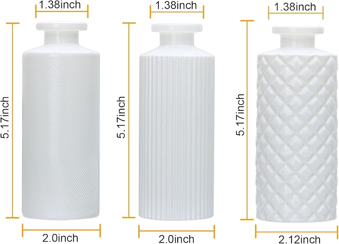 Glass Bud Vase Set in Bulk, 9pcs Mini Vintage Flower Vases for Wedding,White Relief Vase for Centerpieces,Home Table Flower Decor, Party Decorations