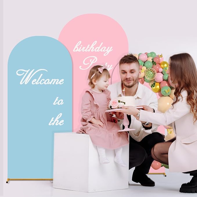 pingk Double Color Wedding Arch Set - 4ft/5ft/6ft Spandex Fitted Covers for Baby Party Birthday Banquet Shower