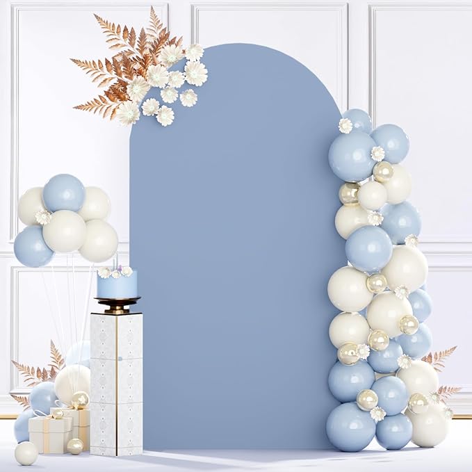 MODFUNS Wedding Arch Cover 2.6x6ft Dusty Blue Arch Backdrop Cover Spandex Arch Stand Covers Stretchy Arched Backdrop Covers for Wedding Ceremony Birthday Party Banquet Decoration