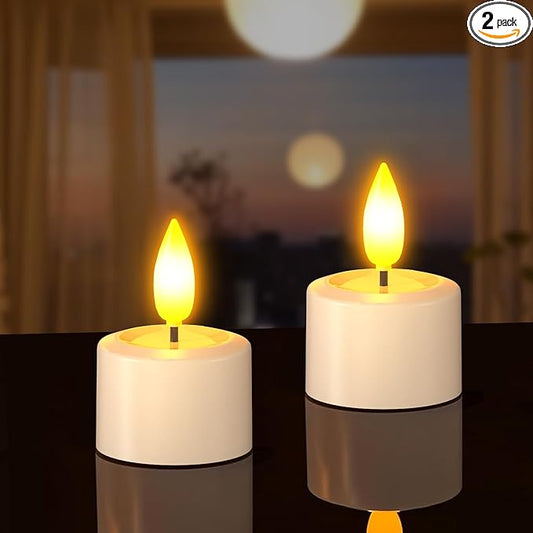 PChero 2 Pack Waterproof Rechargeable LED Tea Lights Floating Candles with Remote for Replacement