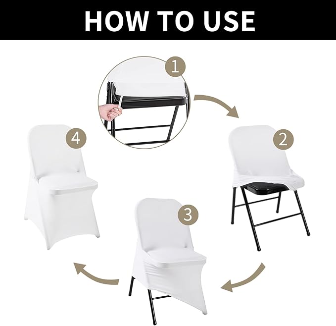 magalo 20 Pack White Spandex Folding Waterproof Chair Cover, Stretch Chair Cover Protector for Wedding, Party, Dining Banquet and Other Special Events