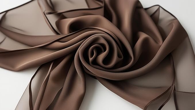 New Star Fabrics Chiffon Fabric, Continuous 60" Wide (30ft) Sheer Material, 100% Soft Polyester, Ideal for Wedding, Party, Event Decor, Draping, and Dresses (Brown, 3 Yards)