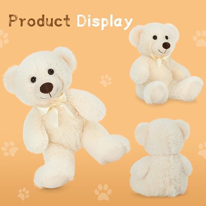 MaoGoLan 3 Pieces Bulk Soft Beige Stuffed Animals, 13.5" Cuddly Mini Teddy Bears for Baby Shower, Wedding, Party, Engagement