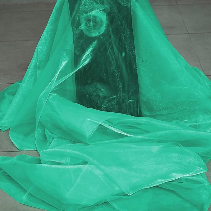MDS Pack of 70 Yard Sheer Organza Fabric for Wedding Party Home Event Banquet Decorations, Backdrop Curtain Craft Dress Sewing Fashion DIY Crystal Organza Tulle Fabric Bolt 44” Wide - Mint