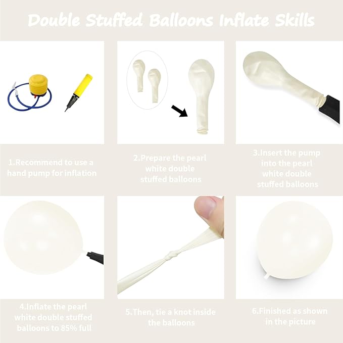 108Pcs Pearl White Double Stuffed Balloons Different Size, 18/12/10/5 inch White Pearl Balloons Garland Arch kit for Wedding Birde to be Engagement Birthday Bridal Shower Decorations