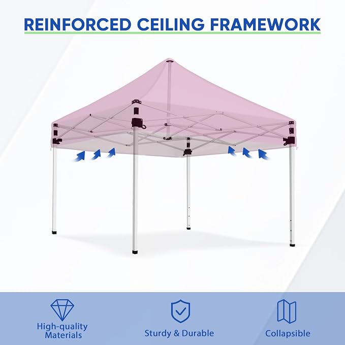 COOS BAY 5x5 Pop Up Canopy Tent with Side Walls, Easy Setup Portable Sun Shelter with Carry Bag, Outdoor Shade for Beach, Camping, Sports & Backyard, Pink