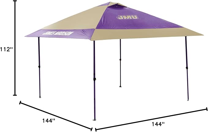 Logo Brands NCAA 12x12 Solo Up Canopy - 144 Square Feet of Shade – One-Person Easy Setup, UV-50 Protection, Rolling Storage Bag – Perfect Tent for Tailgates and Outdoor Events
