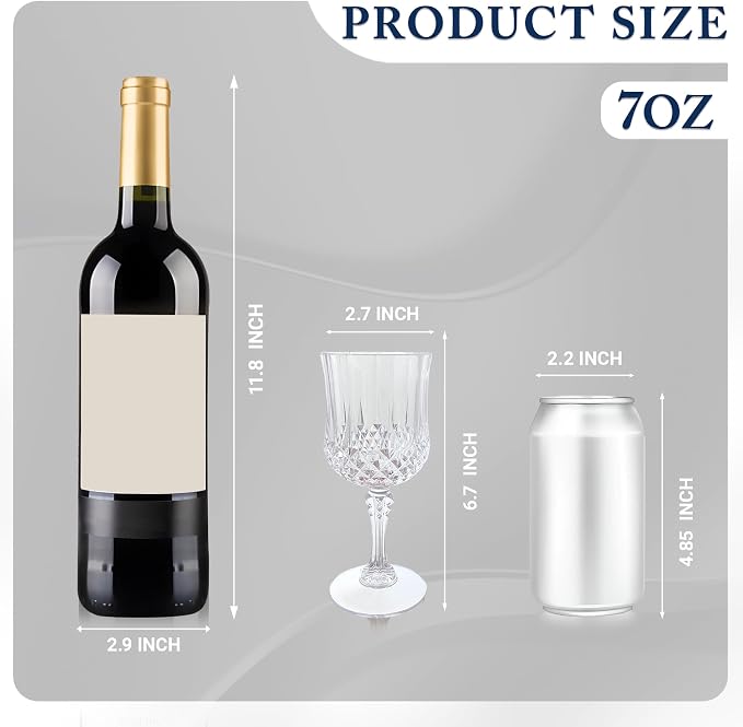 Plastic Wine Glasses, Plastic Goblets Vintage Style Cordial Unbreakable Drinking Glasses, Reusable Drinkware for Wedding Reception, Grand Event Party Supplies (100, Transparent)