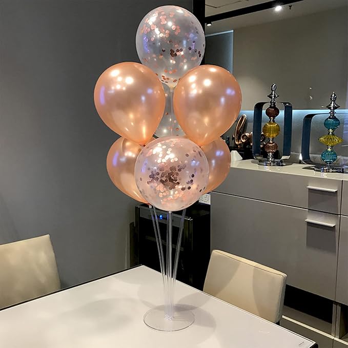 ZJDHPTY 4Set Rose Gold Balloon Stand Table Centerpieces Party Decor | Birthday Graduation Baby Shower Bridal Shower Bachelorette Anniversary Wedding Retirement Decoration New Years Party Supplies