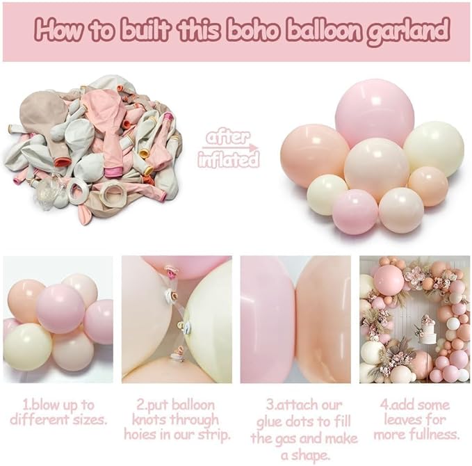 Pastel Pink White Balloon Arch Double Stuffed Light Pink Blush Ivory Beige Balloon Garland Kit Peach Cream Balloons for Birthday Baby Shower Wedding Valentine Engagement Bridal Boho Party Decor