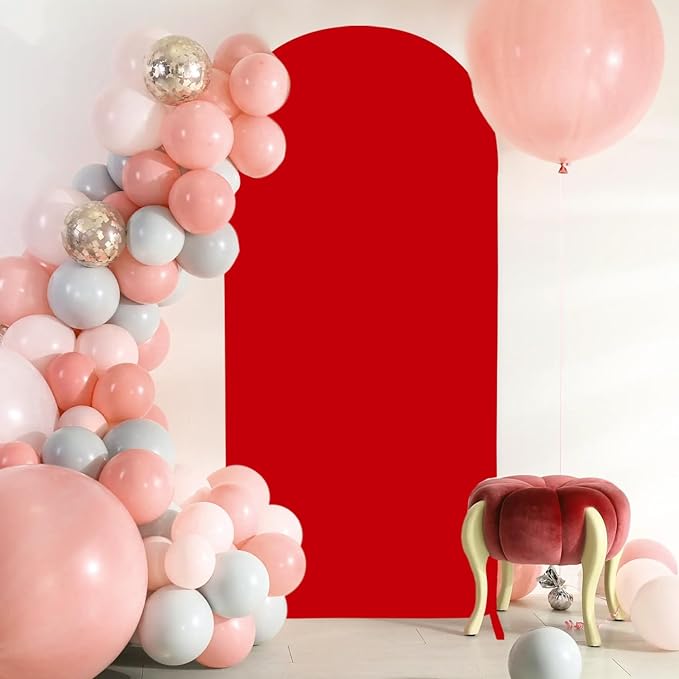 FOTSHARER Spandex Arch Cover 6.6FTx3.3FT Red Arch Backdrop Cover for Arch Stand Wedding Arches Spandex Cover Chiara Wall Covers Spandex Fabric for Arched Backdrop Birthday Arch Covers for Parties