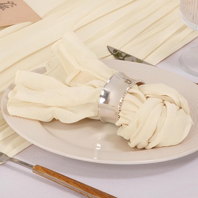 MLMC 40 Pack Cheesecloth Napkins Bulk Beige Reusable Napkins 21"x21" Cream Boho Dinner Cloth Napkins in Bulk for Bridal Shower Baby Shower Events Decor