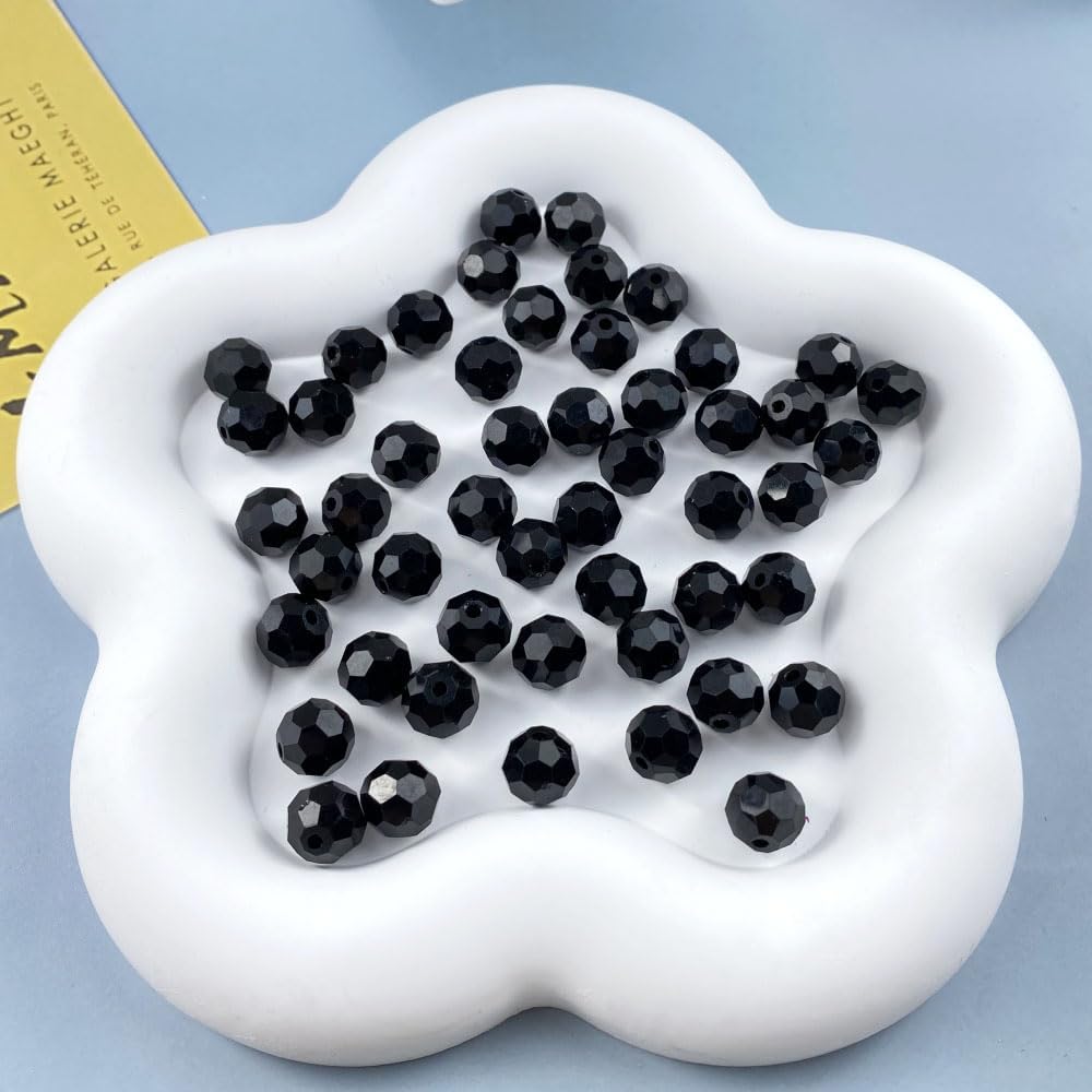 400 PCS 4mm Crystal Glass Beads Round Multiple Faceted Loose Spacer Glass Beads for DIY Handcrafte Bracelet Necklace Earring Jewelry Making(Black)