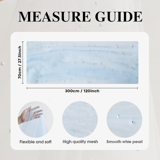 Artoid Mode 10PCS Pearl Blue Gauze Table Runner 120 Inch 10FT, Seasonal Sheer Dining Holiday Wedding Birthday Baby Shower Table Decor for Home Party
