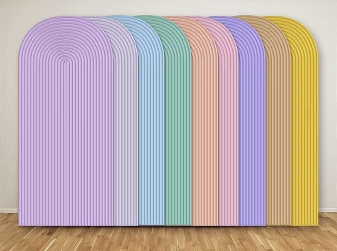 KONPON Beige Ripples Arched Frame Fabric Cover for Birthday Partied Double-Sided Stretchy Chiara Backdrops Arched Wall Stands Covers Arch Backdrop Cover 3x6ft