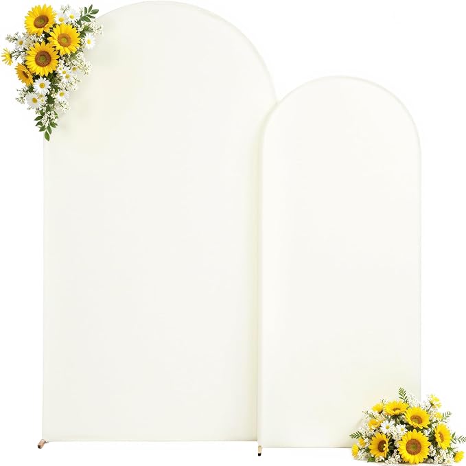 Ivory Arch Cover 7.2FT 6FT Wedding Arch Backdrop Covers Set of 2 Spandex Fitted Metal Arch Stand Covers for Birthday Baby Shower Party Decor Girls Bridal Banquet Photo Booth Balloon Arch Background