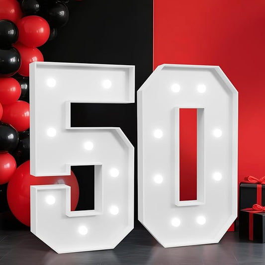 2FT Marquee Numbers 50, Light up Numbers for 50 Birthday Decoration, Large Light Up for 50 Years Old Birthday Party, Anniversary Party Decor Birthday Sign, Pre-Cut Foamboad Mosaic DIY