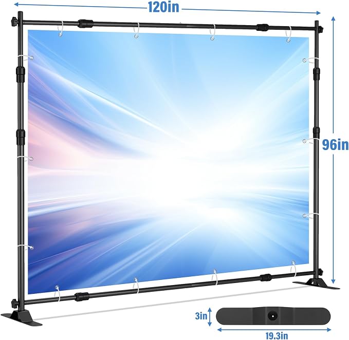10 x 8 FT Banner Stand Kit, Adjustable Backdrop Stand for Parties, Heavy-Duty Photography Step and Repeat Stand with Portable Bag for Birthdays, Promotions, Exhibitions (Banner Not Included)