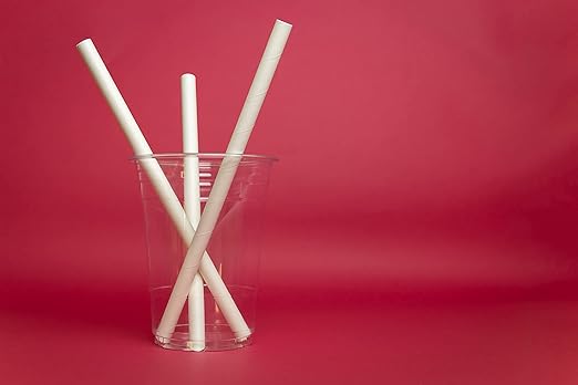 350 Count | Kingseal Disposable Paper Drinking Straws, Unwrapped, WHITE, 7.75 Inch Length x 8mm Diameter, "Giant" Size, White, Biodegradable, Earth Friendly, Bulk Pack - 1 Box of 350 Straws