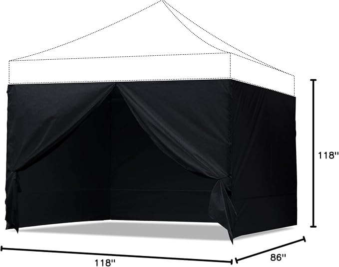 ABCCANOPY Side Wall 10x10, Black (4 Walls Only, NOT Including Frame and Top)
