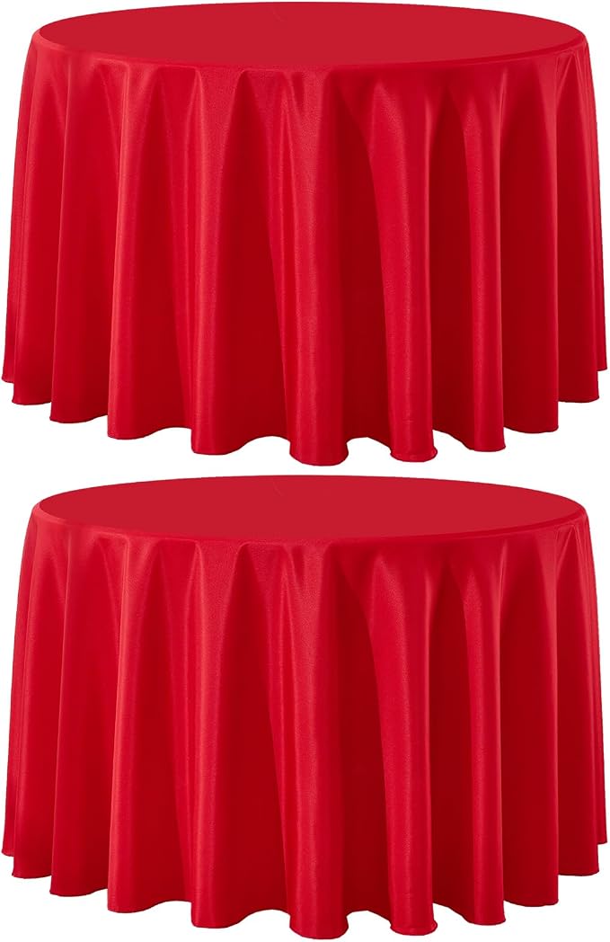 Round Tablecloth 120 Inch Tablecloth 2 Pack Red Table Cloths Washable Decorative Linen Polyester TableClothes Cover for Dining Table Banquets Buffet Parties and Wedding