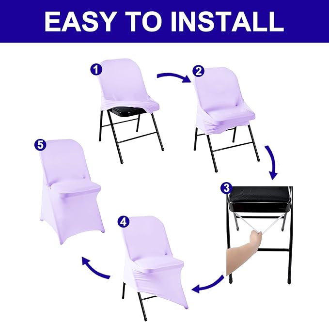 Howhic Folding Chair Covers for Party - 12pcs, Lavender Universal Spandex Fitted Chair Covers for Wedding, Banquet, Conference