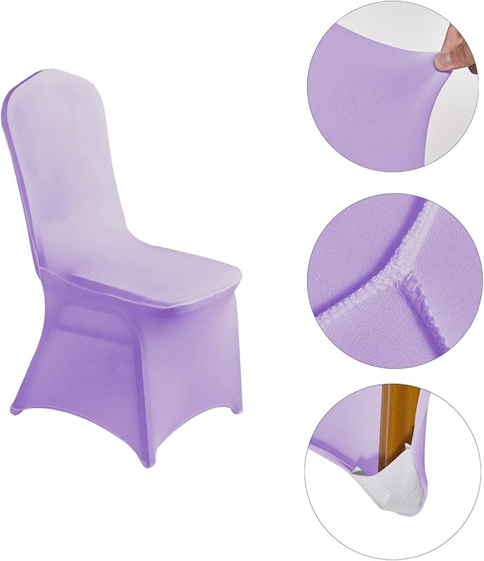 LZY 20pcs Spandex Chair Cover Stretch Slipcovers for Wedding Party, Dining Banquet Chair Decoration Covers (Lavender, 20)
