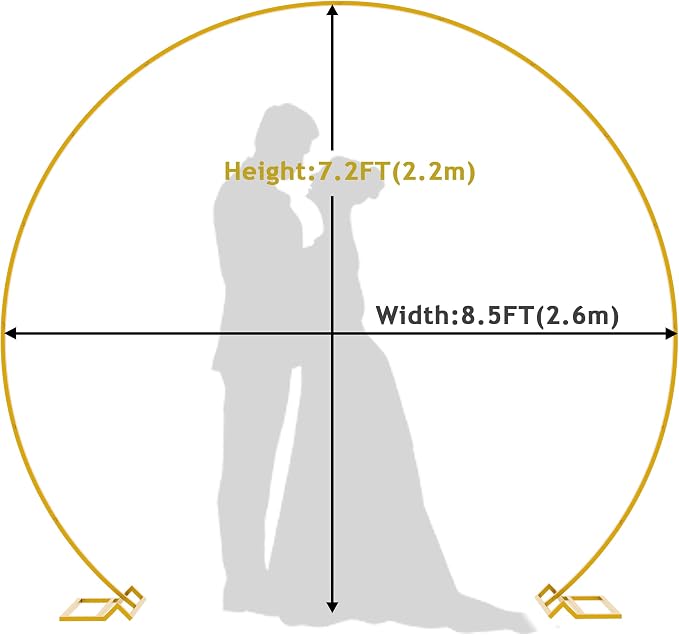 Wokceer Wedding Arch 8.5FT Round Backdrop Stand Gold Metal Circle Balloon Arch Frame Stand for Wedding Ceremony Birthday Party Bridal Shower Anniversary Candy Tables Decoration