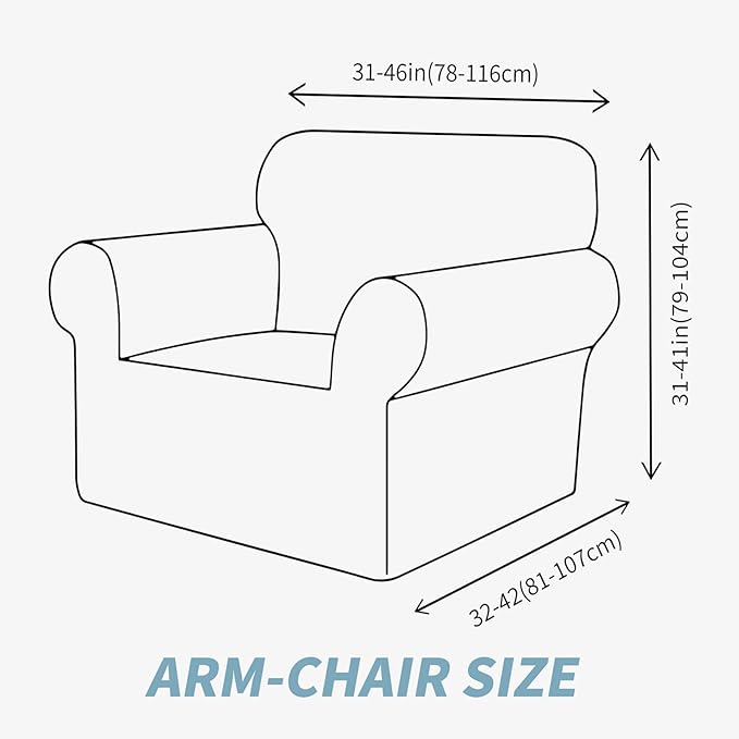 JIVINER Super Stretch Chair Sofa Slipcovers 1-Piece Jacquard Chair Covers for Living Room Soft Anti Slip 1 Seater Couch Furniture Protector Small Checks for Kids Pets (Chair, Grey)