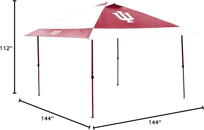 Logo Brands NCAA 12x12 Solo Up Canopy - 144 Square Feet of Shade – One-Person Easy Setup, UV-50 Protection, Rolling Storage Bag – Perfect Tent for Tailgates and Outdoor Events