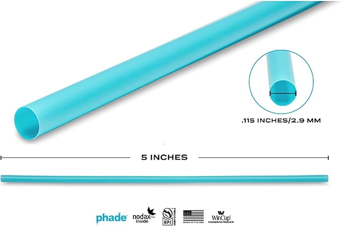 phade Eco-Friendly Sustainable Marine Biodegradable, Compostable 7.75" Jumbo Straws, Un-wrapped, 1 Box - 50 Count