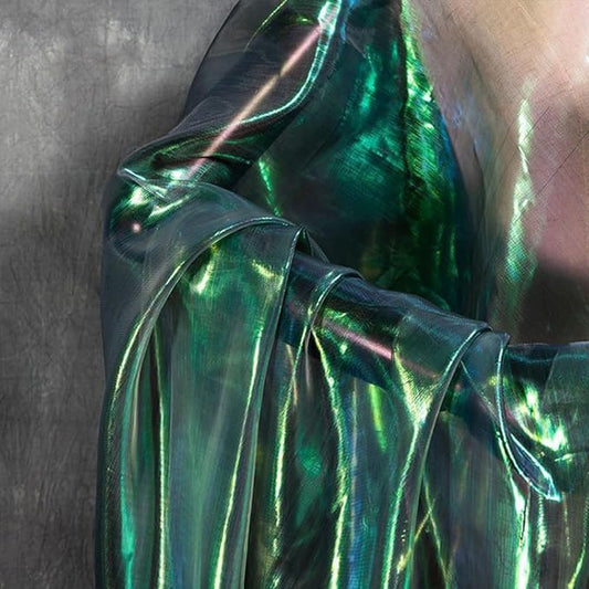 Blackish Green 11 Yard Long Iridescent Organza Fabric for Halloween, Wedding, and DIY Projects - 59inch Wide Sheer Silk Organza, Gauze, and Tulle Fabric for Fashion Designers and Gift Decoration